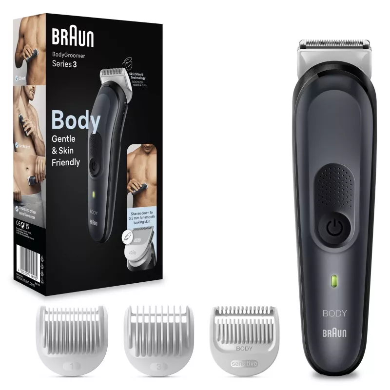 Body Groomer Braun BG3340 čierny sivý LED indikátory nabíjanie