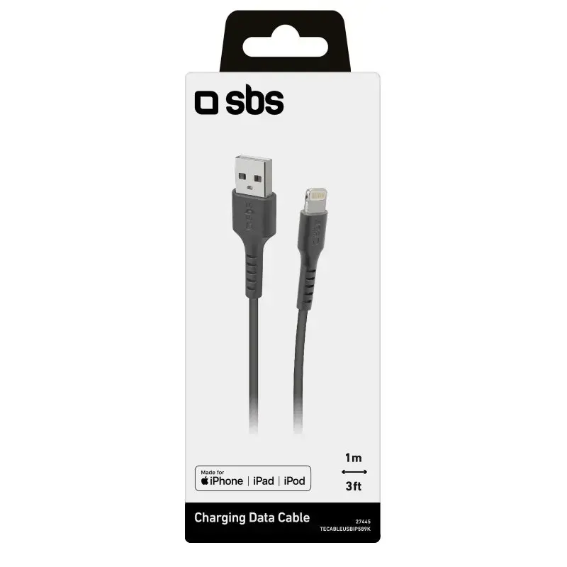 Lightning na USB-A kábel SBS Mobile TECABLEUSBIP589K – 1 m, USB 2.0, čierny