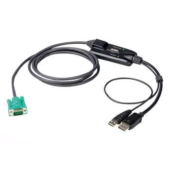 ATEN DisplayPort konzolový konvertor, 1,8 m, USB, DisplayPort, čierny, USB Type-A + DisplayPort, SPHD-15