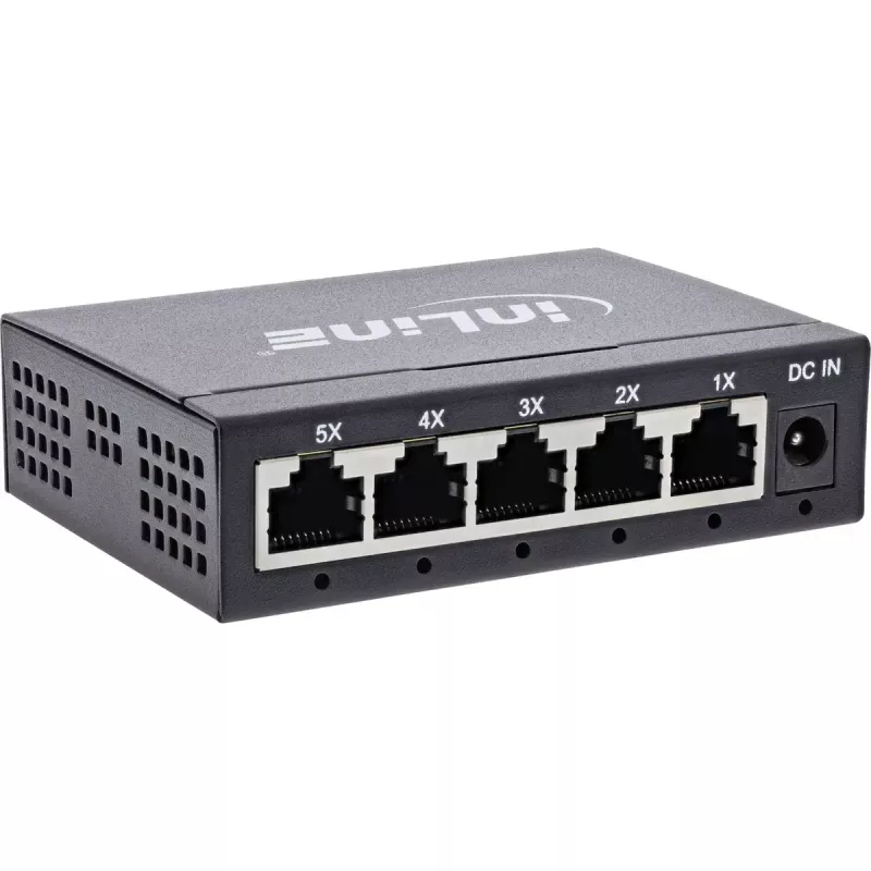 InLine Gigabit sieťový switch 5-portový, 1 Gb/s, desktop, kovové puzdro, bez ventilátora