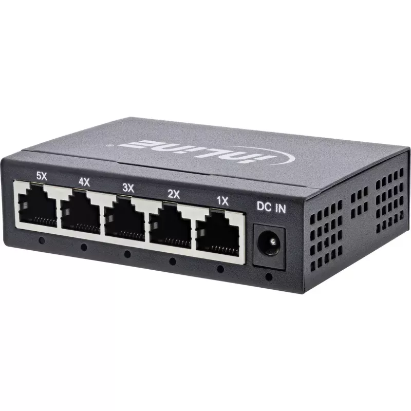 InLine Gigabit sieťový switch 5-portový, 1 Gb/s, desktop, kovové puzdro, bez ventilátora