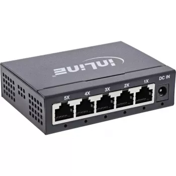 InLine Gigabit sieťový switch 5-portový, 1 Gb/s, desktop, kovové puzdro, bez ventilátora