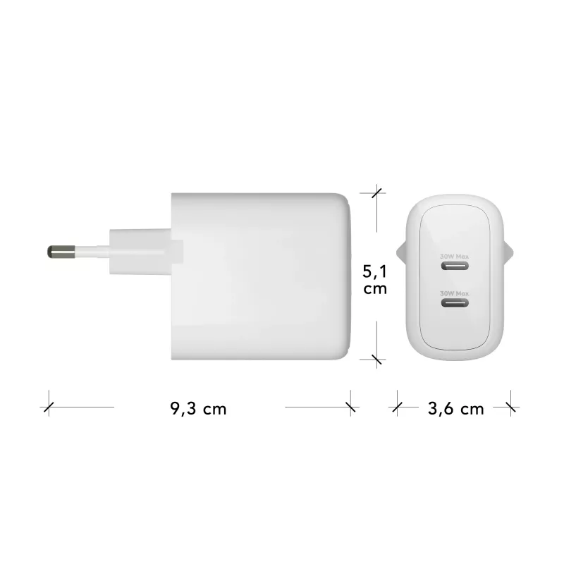 dbramante1928 re-charge Pro – EU nástenná nabíjačka – 2x USB-C 30W – W