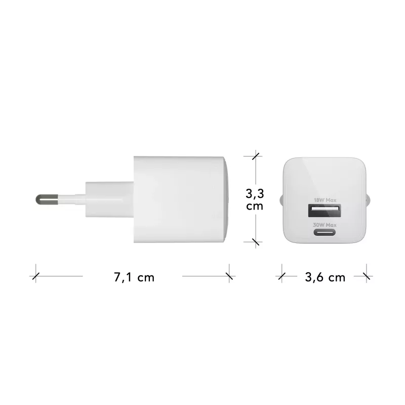 dbramante1928 re-charge Pro - EU nástenná nabíjačka USBC30W+USBA18W-W