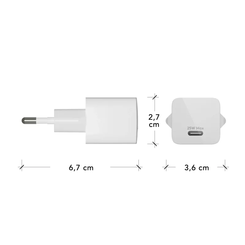 dbramante1928 re-charge Pro – EU napájací zdroj USB-C 25W – W, interiér, AC, biela