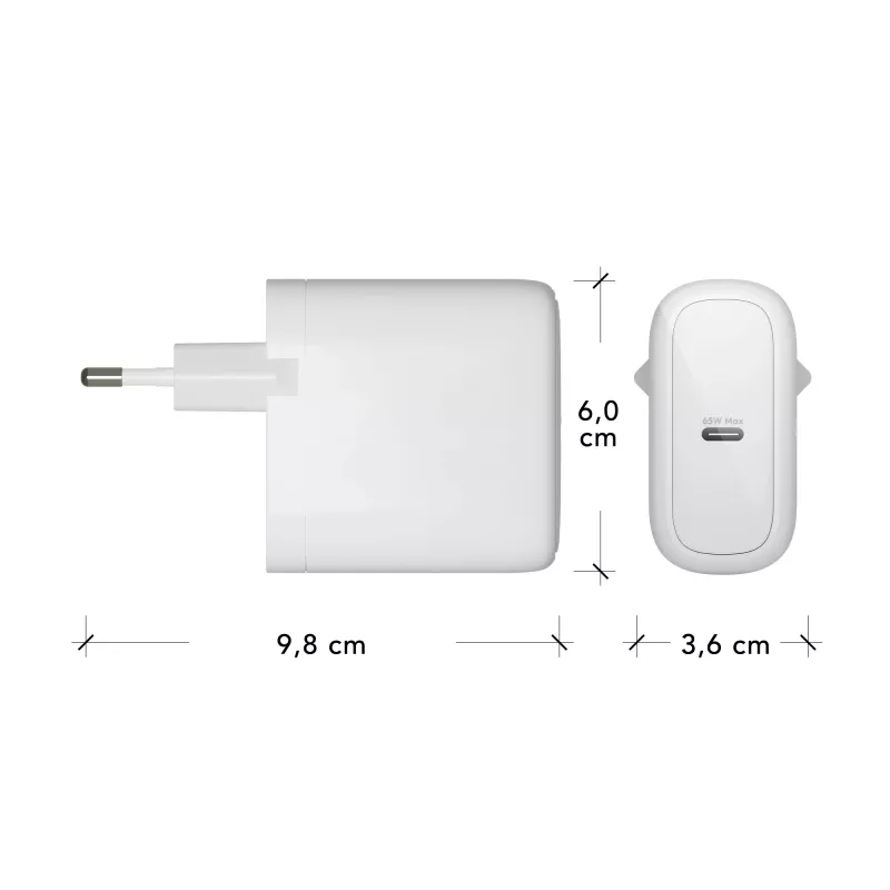dbramante1928 re-charge Pro - EU nástenná nabíjačka USB-C 65 W - W, interiér, AC, biela