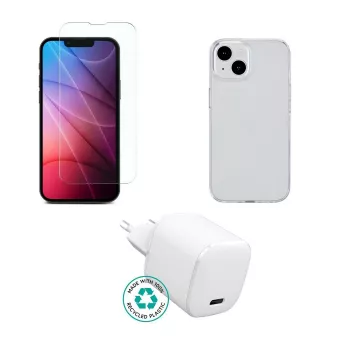 Nabíjačka pre mobilné zariadenia eSTUFF ES-KIT-IPH14 USB Type-C interiér AC transparentná biela