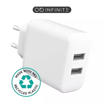 Interiérová nabíjačka eSTUFF ES637005 smartfón biela 2 USB porty 5V