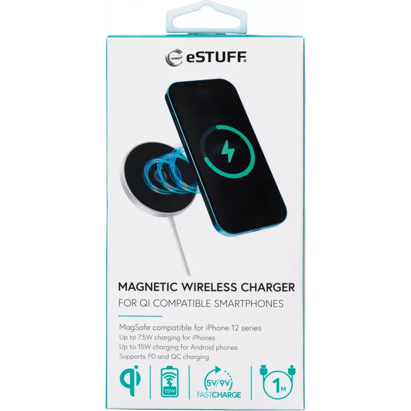 eSTUFF ES638100 mobilná nabíjačka Smartphone hliník AC bezdrôtové nabíjanie rýchlonabíjanie interiér