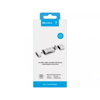 Sandberg čítačka kariet USB-C+USB+MicroUSB