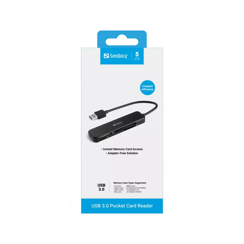 Čítačka kariet Sandberg USB 3.0 Pocket Card Reader