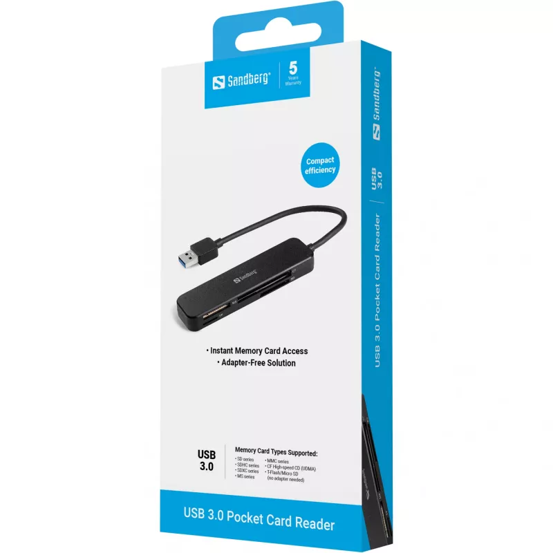 Čítačka kariet Sandberg USB 3.0 Pocket Card Reader