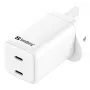 AC nabíjačka SANDBERG Dual USB-C PD65W UK 441-62 — dual USB-C PD 65W, UK konektor