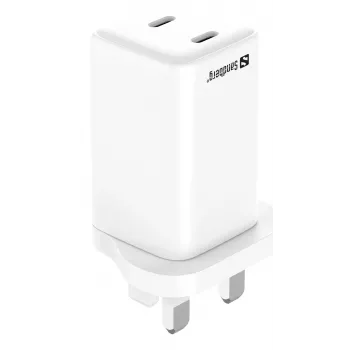 AC nabíjačka SANDBERG Dual USB-C PD65W UK 441-62 — dual USB-C PD 65W, UK konektor