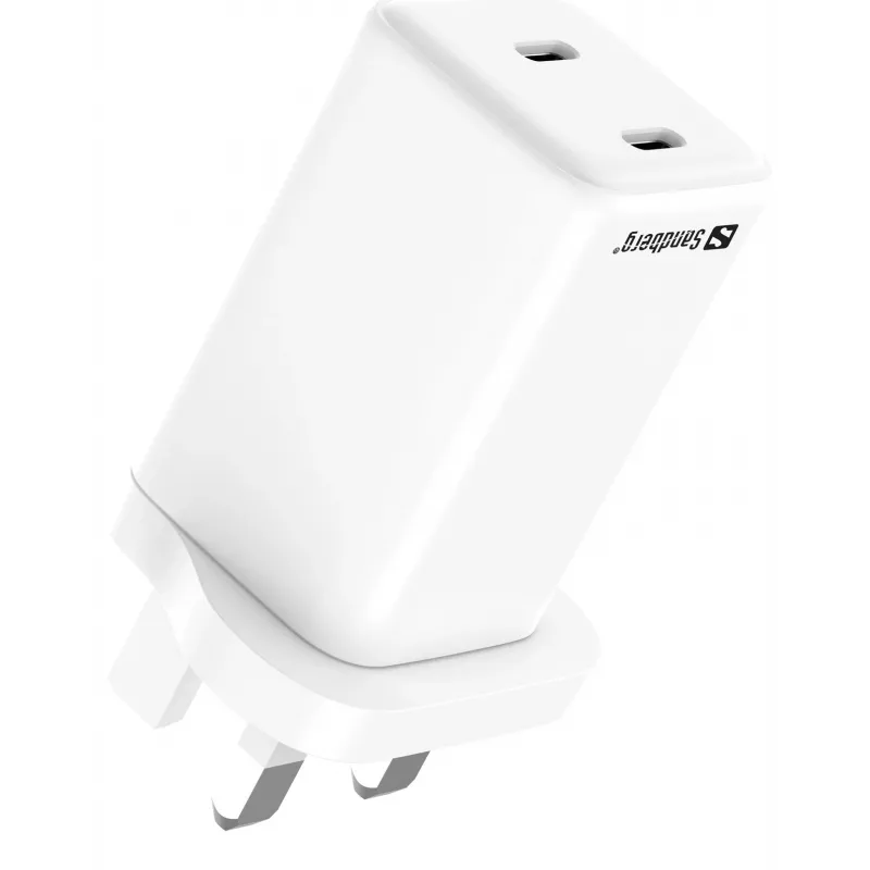 AC nabíjačka SANDBERG Dual USB-C PD65W UK 441-62 — dual USB-C PD 65W, UK konektor