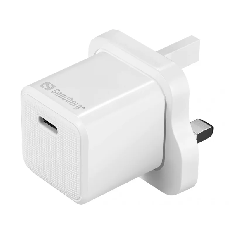 USB-C nabíjačka SANDBERG 441-64 20W UK konektor – rýchle nabíjanie s USB Power Delivery