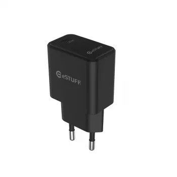 eSTUFF ES635029-BULK USB-C nabíjačka EU PD 20W, čierna