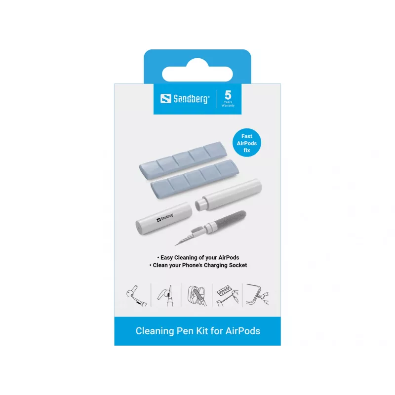 Čistiaca sada Sandberg Cleaning Pen Kit pre Airpods sivá biela