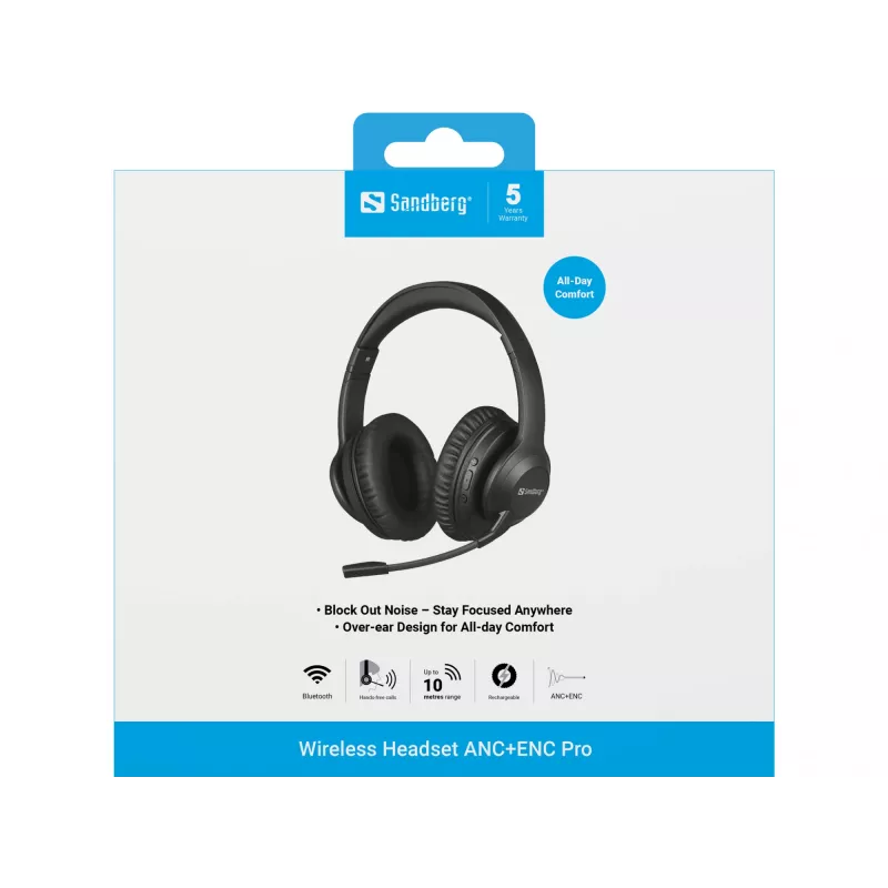 Headset Sandberg bezdrôtový headset ANC+ENC Pro