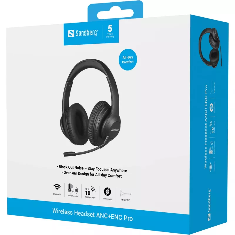 Headset Sandberg bezdrôtový headset ANC+ENC Pro