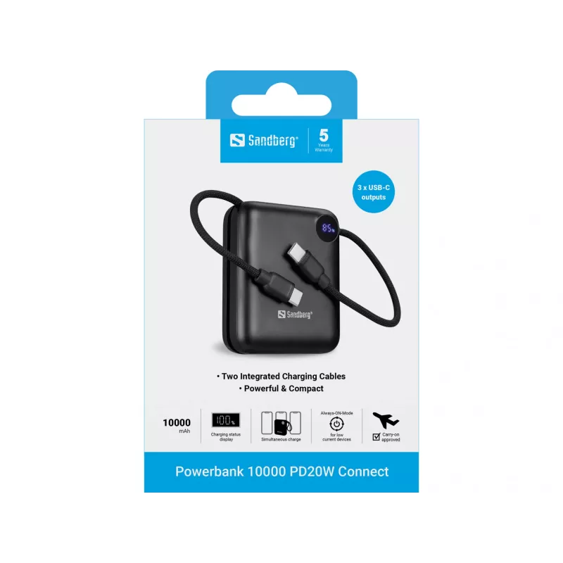 Prenosná nabíjačka Sandberg Powerbank 10000 PD20W Connect, 10000 mAh