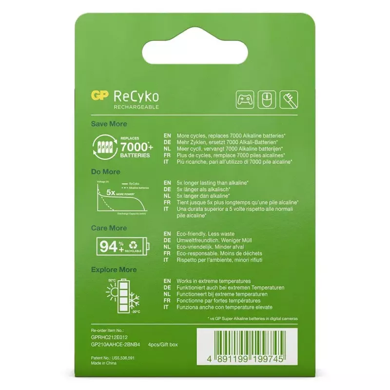 Nabíjateľná batéria GP Batteries ReCyko+ 2100 mAh 4 ks AA NiMH