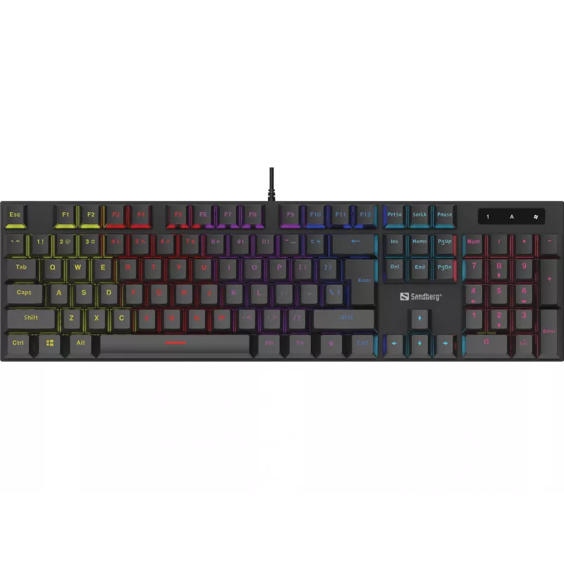 Sandberg 640-31 mechanická herná klávesnica, USB, podsvietená, modré spínače, QWERTZ nemecká