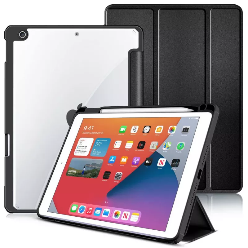 Puzdro eSTUFF ES68200001-BULK na tablet 25,9 cm (10,2 palca) folio čierne, transparentné