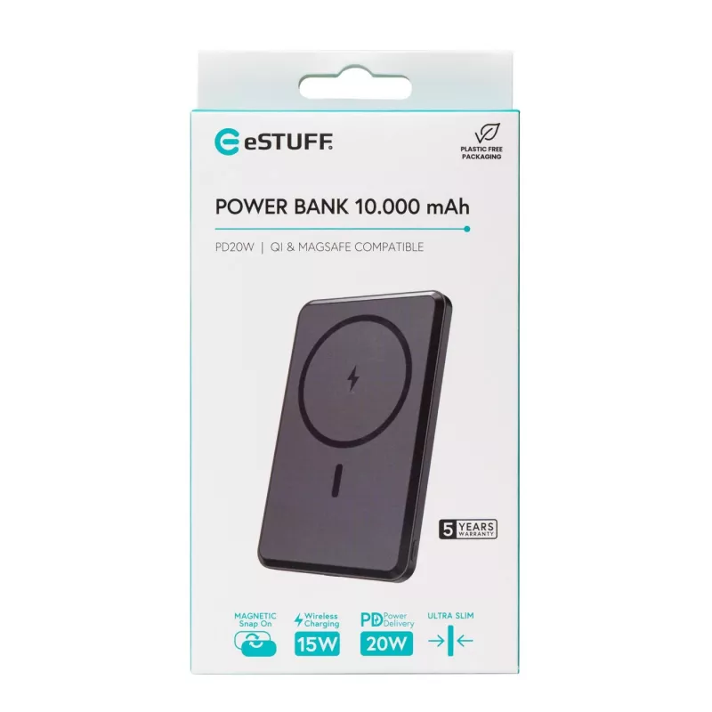 Powerbanka eSTUFF ES641101 10000 mAh bezdrôtové nabíjanie čierna