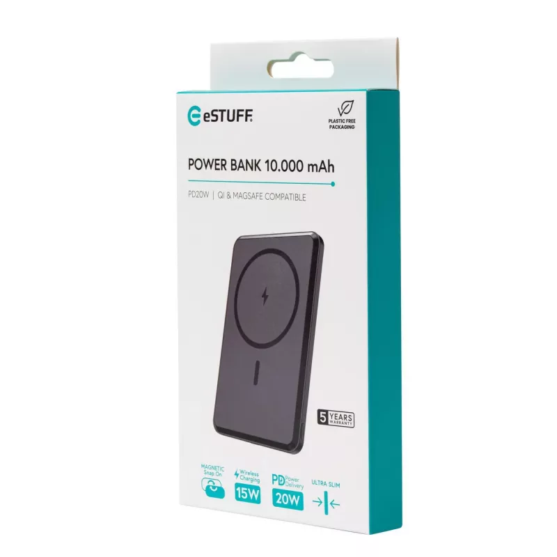Powerbanka eSTUFF ES641101 10000 mAh bezdrôtové nabíjanie čierna