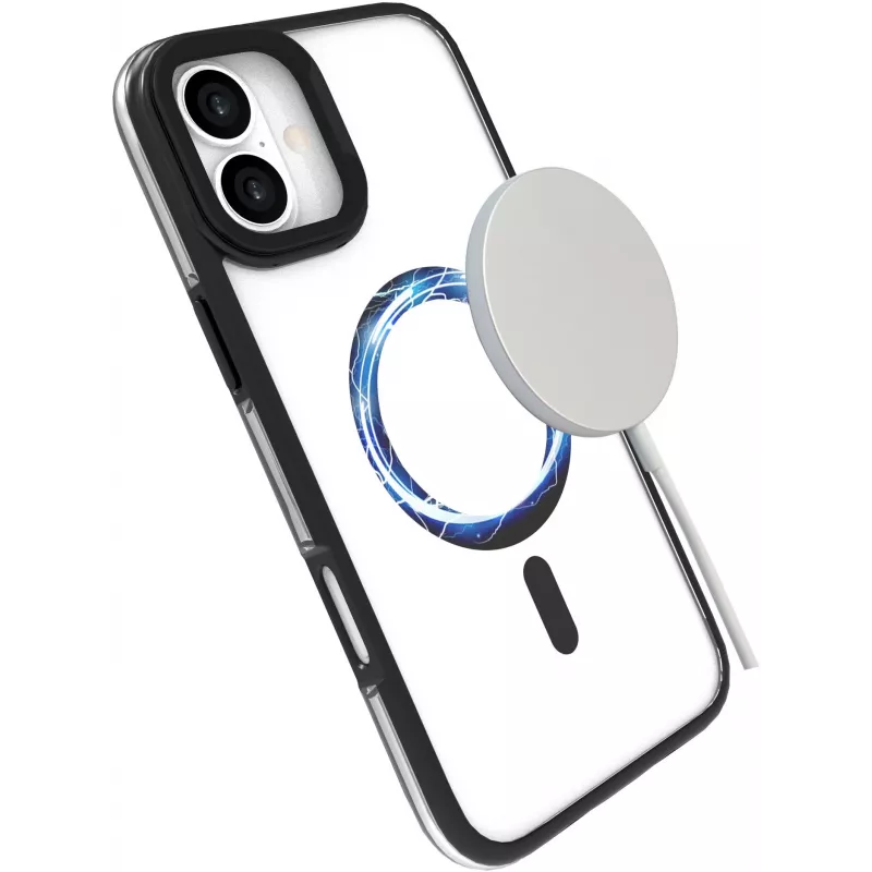 eSTUFF ES67141101 INFINITE HELSINKI magnetický kryt so stojanom pre iPhone 16 Plus, priehľadný, čierny
