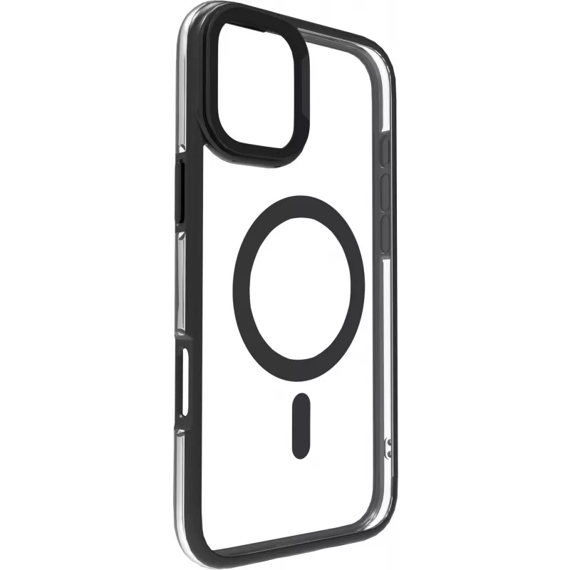 eSTUFF ES67141101 INFINITE HELSINKI magnetický kryt so stojanom pre iPhone 16 Plus, priehľadný, čierny