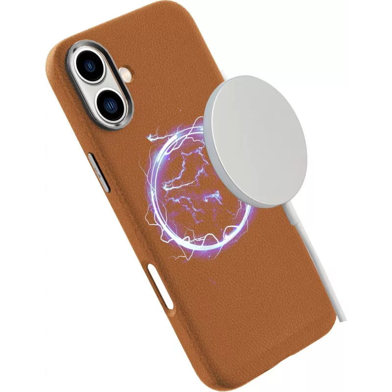 eSTUFF INFINITE VENICE ES67160024 magnetický kryt pre iPhone 16, koža, hnedý