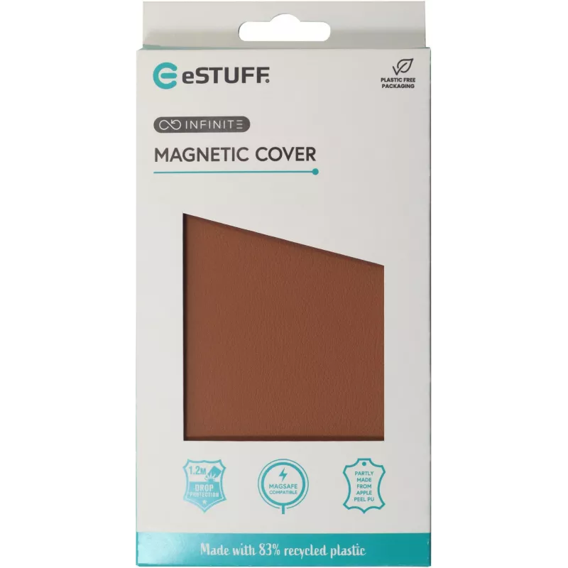eSTUFF INFINITE VENICE ES67160024 magnetický kryt pre iPhone 16, koža, hnedý
