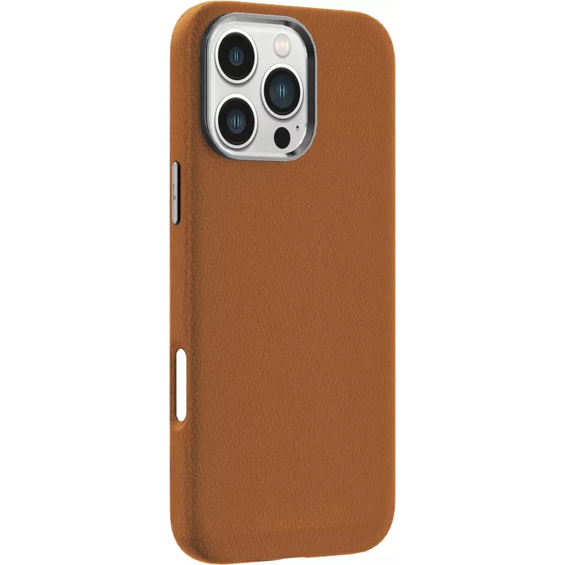eSTUFF INFINITE VENICE magnetické kožené puzdro pre iPhone 16 Pro, hnedé