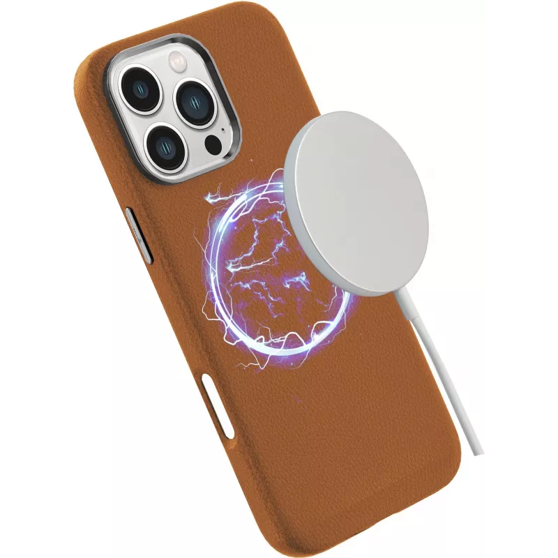 eSTUFF INFINITE VENICE magnetické kožené puzdro pre iPhone 16 Pro, hnedé