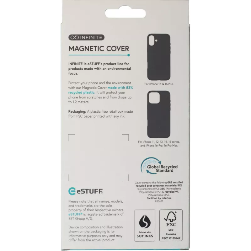 eSTUFF INFINITE VENICE magnetické kožené puzdro pre iPhone 16 Pro, hnedé