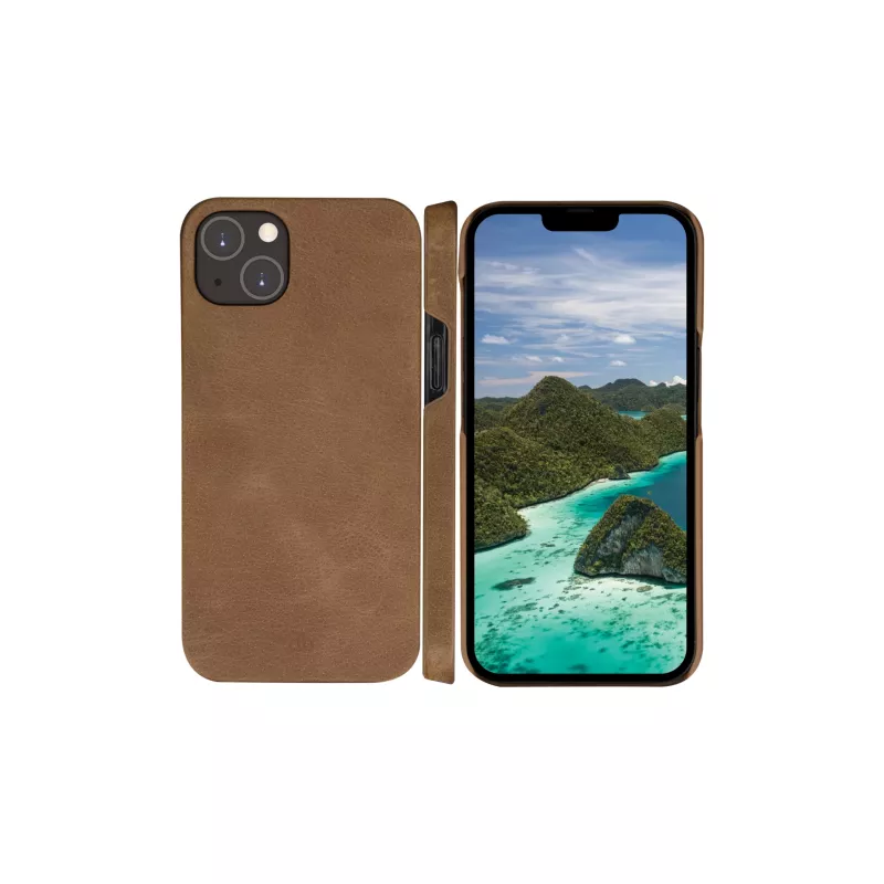 Puzdro s klopou dbramante1928 Lynge iPhone 14 Plus Tan 3 priehradky na karty