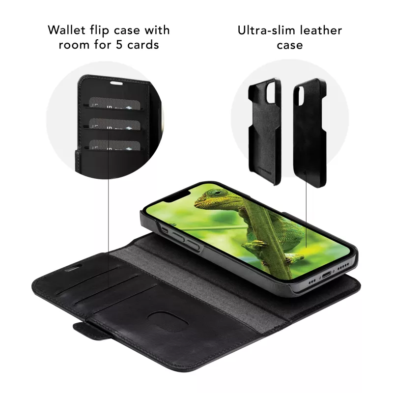 Puzdro s klopou dbramante1928 Lynge iPhone 14 Plus čierne 3 priehradky na karty