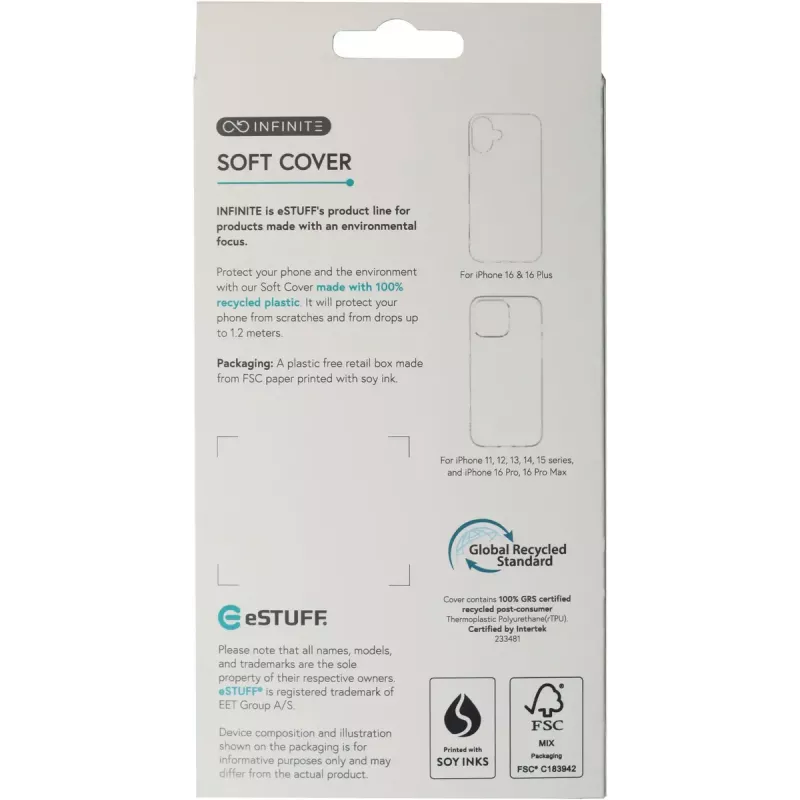 eSTUFF INFINITE GRS VIENNA iPhone 16e čierne puzdro. Materiál (ES67101054-BULK)
