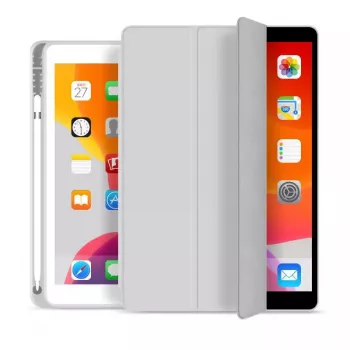 eSTUFF SEATTLE puzdro na pero pre iPad 9.7 2018/2017 – sivá PU koža