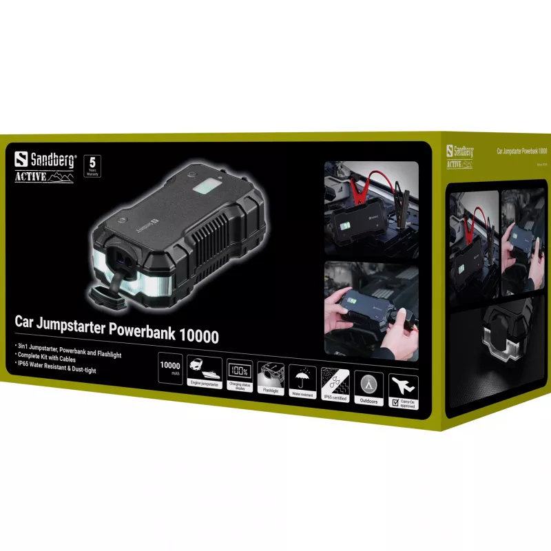Autonabíjačka powerbanka Sandberg 10000 mAh USB Type-A Type-C čierna