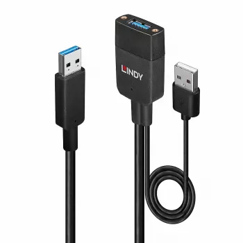 Lindy 35 m hybridný USB 3.2 Gen 2 Type-A kábel čierna ABS