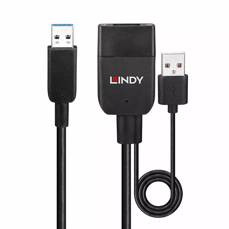 Lindy 35 m hybridný USB 3.2 Gen 2 Type-A kábel čierna ABS