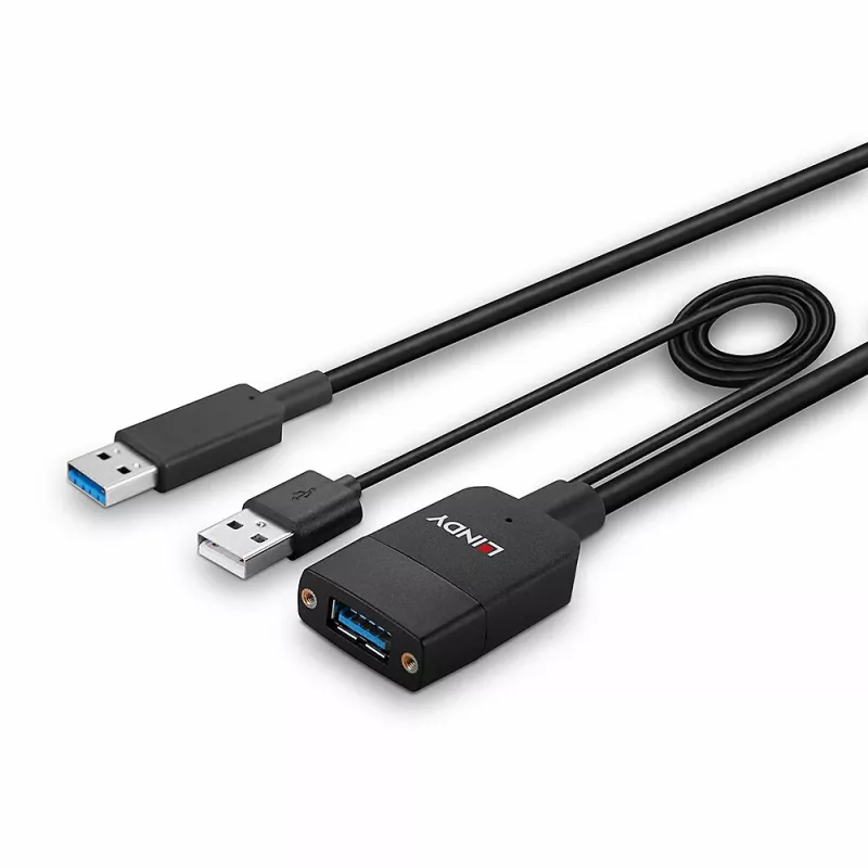 Lindy 35 m hybridný USB 3.2 Gen 2 Type-A kábel čierna ABS