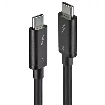 Lindy 0,5 m Thunderbolt 3 kábel, pasívny, 0,5 m, USB-C, USB-C, USB 3.2 Gen 1 (3.1 Gen 1), samec/samec, čierna