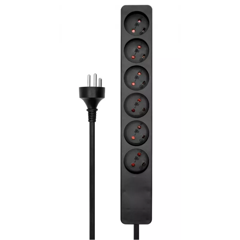 Microconnect MC-GRU0603DKB predlžovací kábel 3 m 6 AC zásuviek interiér čierny