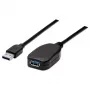Manhattan USB-A na USB-A predlžovací kábel, 5 m, konektor samec na konektor samica, aktívny, 5 Gbit/s (USB 3.2 Gen1, známy aj ako USB 3.0), integrovaný repeater, SuperSpeed USB, čierny, trojročná záruka, zodpovedá USB2AAEXT5M.