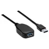 Manhattan USB-A na USB-A predlžovací kábel, 5 m, konektor samec na konektor samica, aktívny, 5 Gbit/s (USB 3.2 Gen1, známy aj ako USB 3.0), integrovaný repeater, SuperSpeed USB, čierny, trojročná záruka, zodpovedá USB2AAEXT5M.