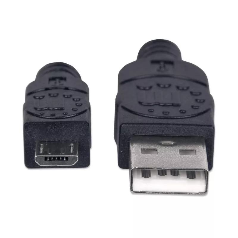 Manhattan USB-A na Micro-USB kábel, 1,8 m, konektor samec na konektor samec, čierny, 480 Mbit/s (USB 2.0), Hi-Speed USB, doživotná záruka, zodpovedá UUSBHAUB6.